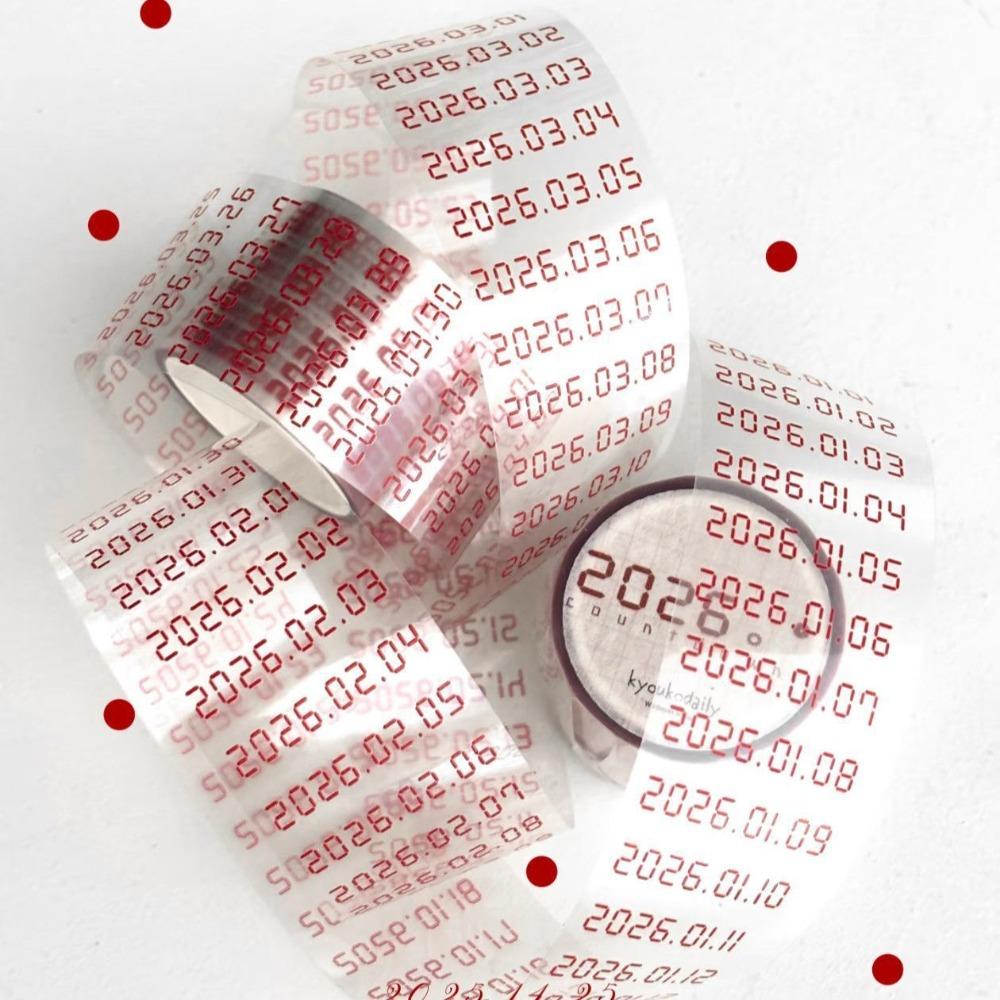 

Adhesive Tape 2026 Date Stickers Non-repeating Date Washi Tape Planner червоний
