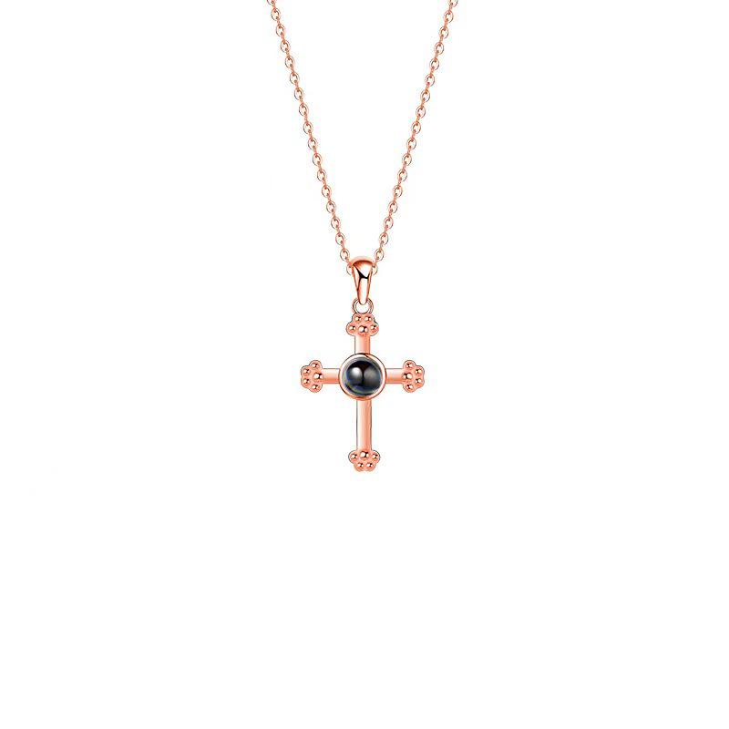 Multilingual Projection Necklace: Customizable Titanium Steel, Non-Fading, with Color Photo Engravings