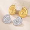 Teamer Conch Stainless Steel Stud Earrings For Women Girls Minimalist Earrings Geometric Zircon No Rust Trendy Birthday Gift