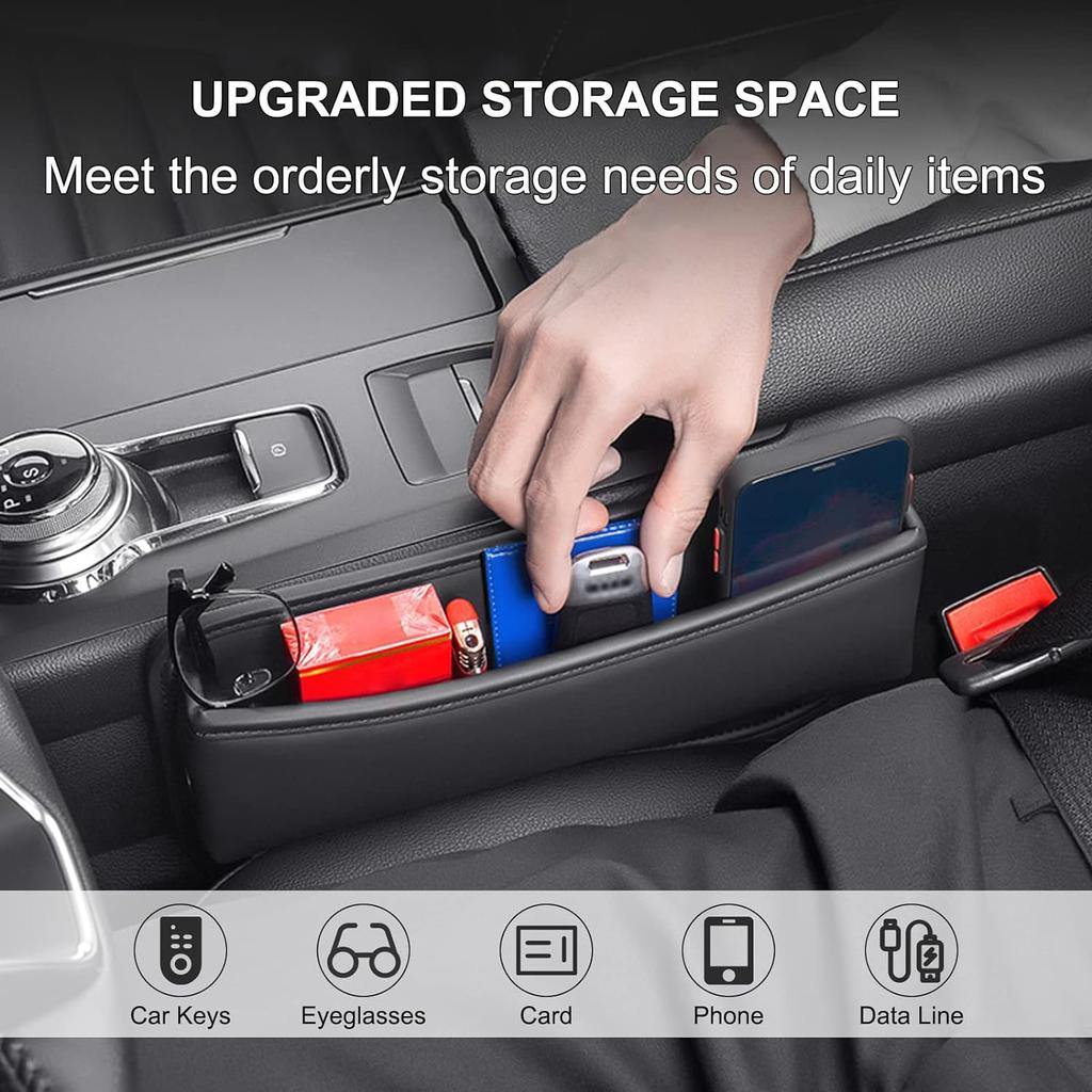 Elegancki 2-pak wypełniaczy szczelin w fotelu samochodowym, organizer na fotel samochodowy z wysokiej jakości skóry, uniwersalny schowek do fotela samochodowego, regulowany wypełniacz szczelin w fotelu dla