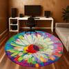 1pc Flower Painting Round Chair mat office Area Rug - Non-Slip, Floor Mat for Office, Bedroom, Ideal home decor gift p0105084