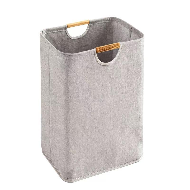 Foldable Cotton & Linen Laundry Basket with Large Capacity for Clothes and Toy Storage - Handheld Bathroom Hamper.