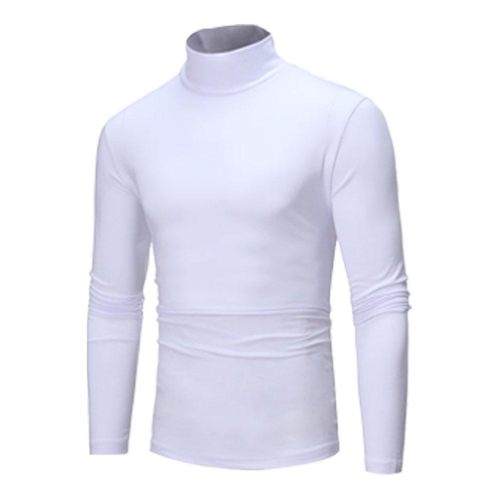 King Billion Heren Herfst Winter T-shirt met Hoge Hals Slim Fit Hoge Elasticiteit Lange Mouw Herenkleding Casual Ademend Pullover Onderhemd XXXL wit