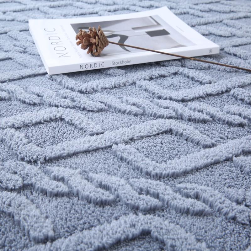 Plush Jacquard Carpet Anti-Slip Living Room Coffee Table Mat Gray Beige Simple Bedroom Bedside Rug Home Decorative Floor Cover