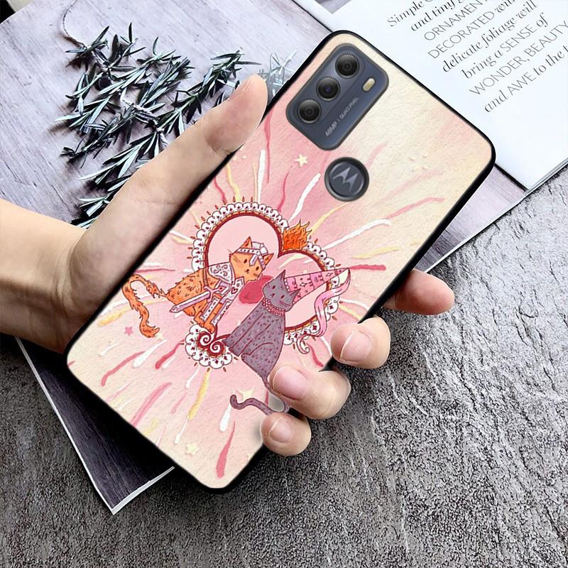 cat art aesthetic Phone Case For Moto G86 G85 G75 G15 G05 G56 G72 G53 G54 G84 G60 G31 G32 G24 G 5G G Play