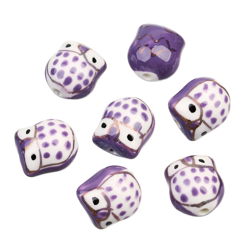 5Pcs Owl Ceramic Beads Colorful Cute Animal Loose Beads for Jewelry Making Accessories DIY Bracelet Necklace Keychain Charms