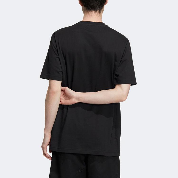 Adidas Originals Trefoil Logo Print Solid Color Round Neck Sports Short Sleeve T-shirt Men Tops Black HS2024