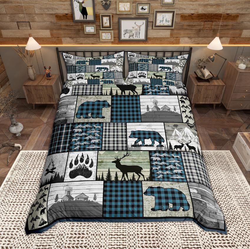 

Homewish Wild Animal Duvet Cover Set, Jungle Wildlife Bedding Set, Rustic Lodge Cabin Quilt Cover Set, Bedroom Decor DE XS 100x135cm 2pcs&set