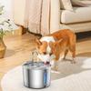 2.2L Automatic Cat Water Fountain Square Stainless Steel Pet Water Feeder with Window for Dog Cat (Power Adapter Not Included)