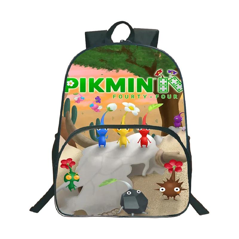 Pikmin 3D Cartoon Print Backpack Boy Girl Fashion Casual Pattern Schoolbag 16inch Fun Waterproof Knapsack DIY Custom Backpacks