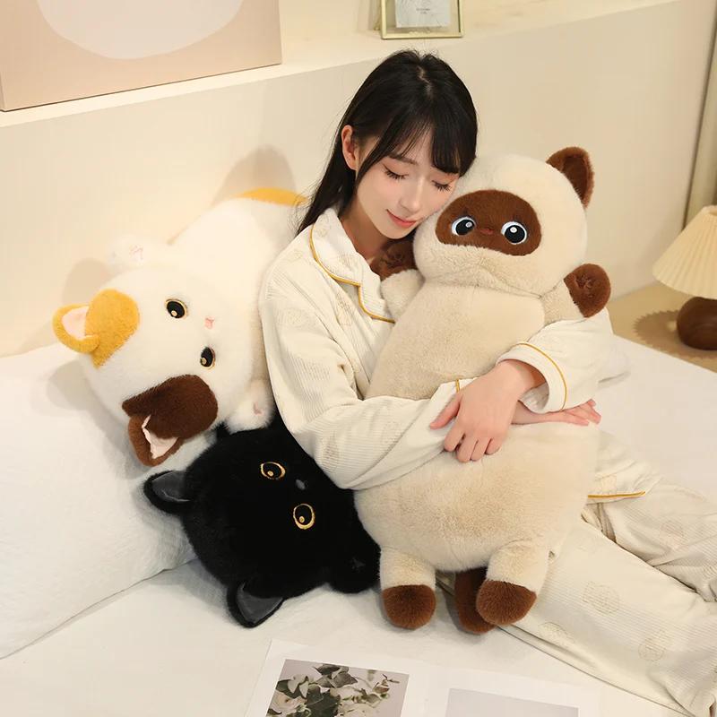 Lovely Cat Plush Toy Stuffed Kitten Cute Cushion Calico Black Siamese Styles Pillow Adults Birthday Gift Home Decor Girl