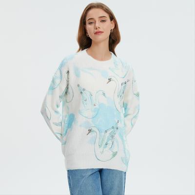 DIMANAF 2025 Women Colorful Sweaters Knitting Basic Fashion O-Neck Style Loose Pullover Sweater