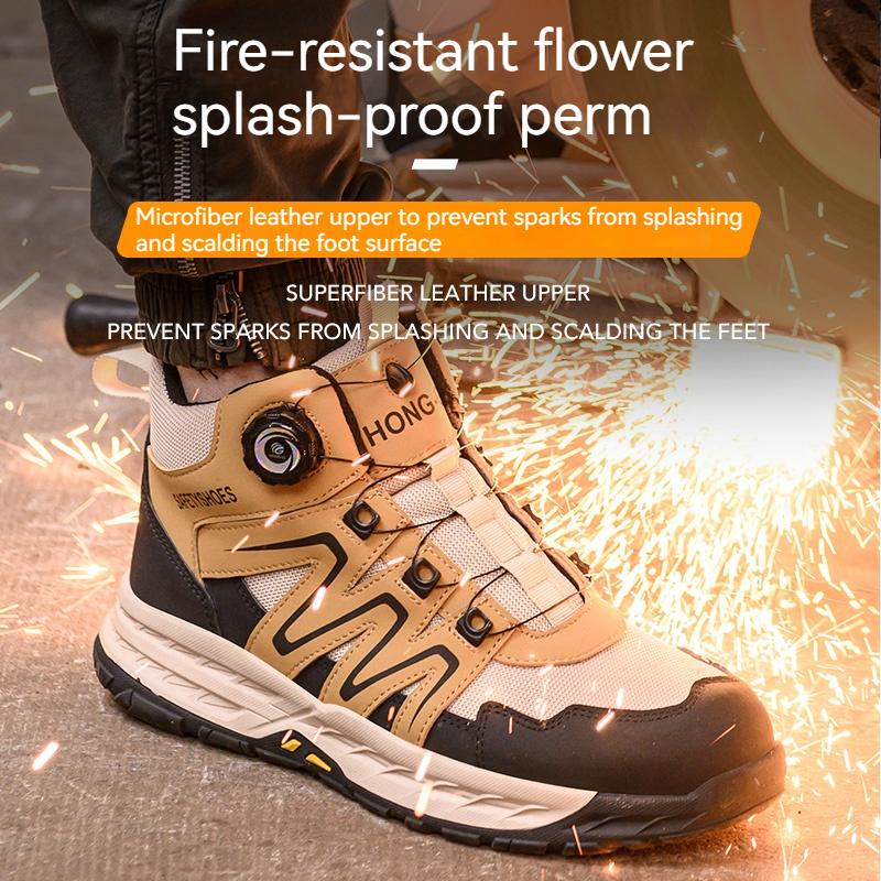 Men'S Work Safety Shoes Indestructible Work Shoes High Top Anti-Smash Steel Toe Protective Work Boots For Construction Site