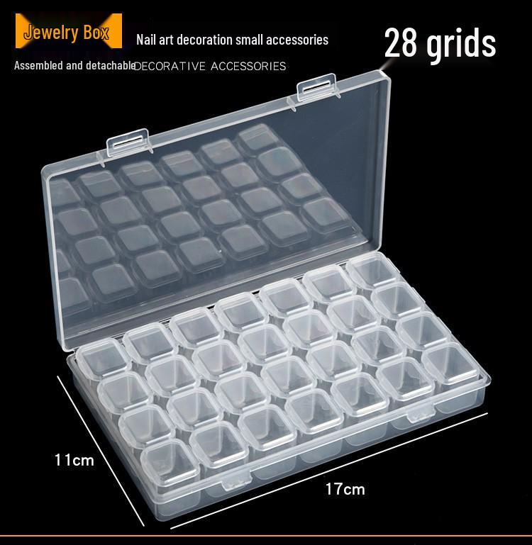

Japanese-Style Nail Art Jewelry Box: 28-Compartment Organizer for Nail Decorations and Small Accessories