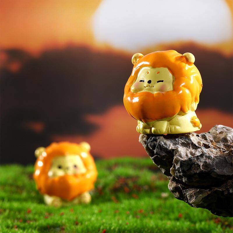 Adorable Resin Little Lions Set Of 8 Cute Cartoon Figurines Modern Decor