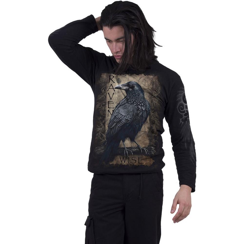 Spiral Direct Unisex Adult Raven Wise Back Print Long-Sleeved T-Shirt