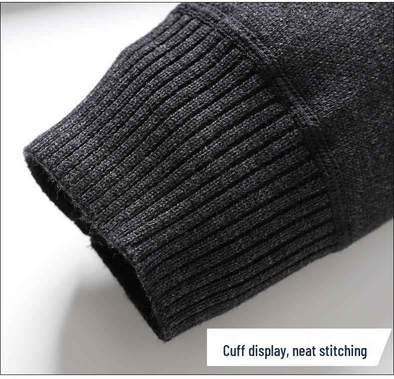 Dad's Plus Velvet Cardigan: Warm Knit Button-Up for Autumn/Winter, Middle-Aged & Elderly Men