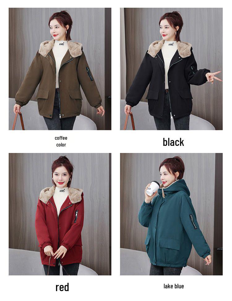 Women's Hong Kong Style Winter Cotton Jacket - Mid-Length, Thickened, Plus Velvet, Trendy & Versatile