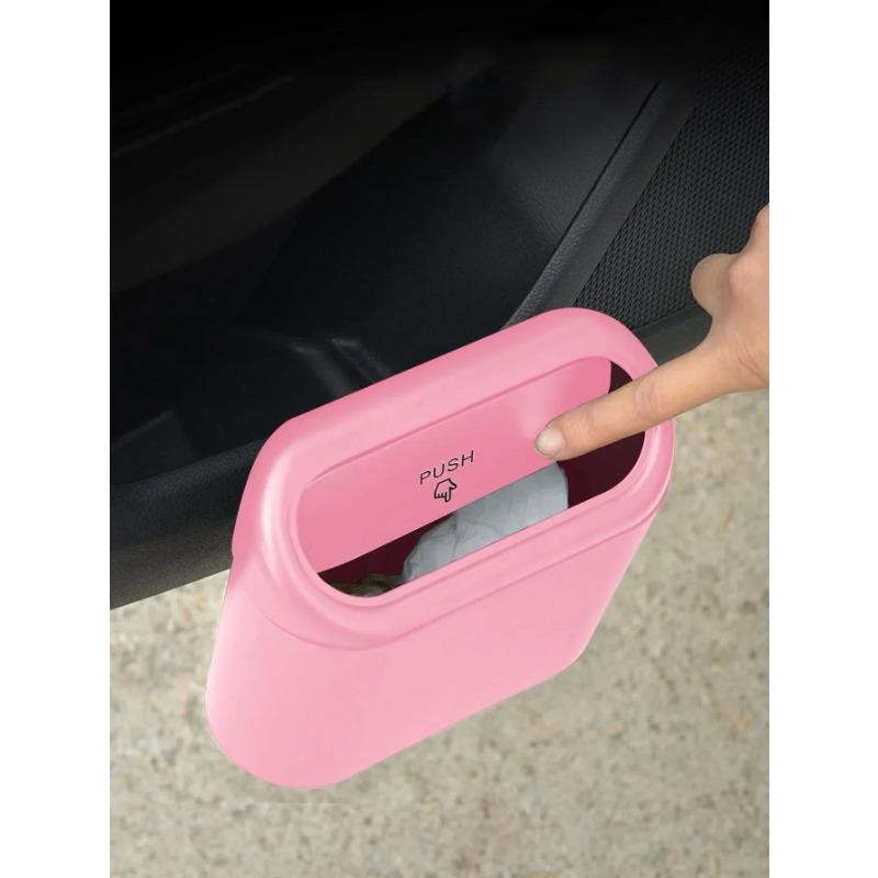 Car Mounted Garbage Bin with Lid Hanging Storage Bin Mini Press Type Side Door Garbage Storage Bin