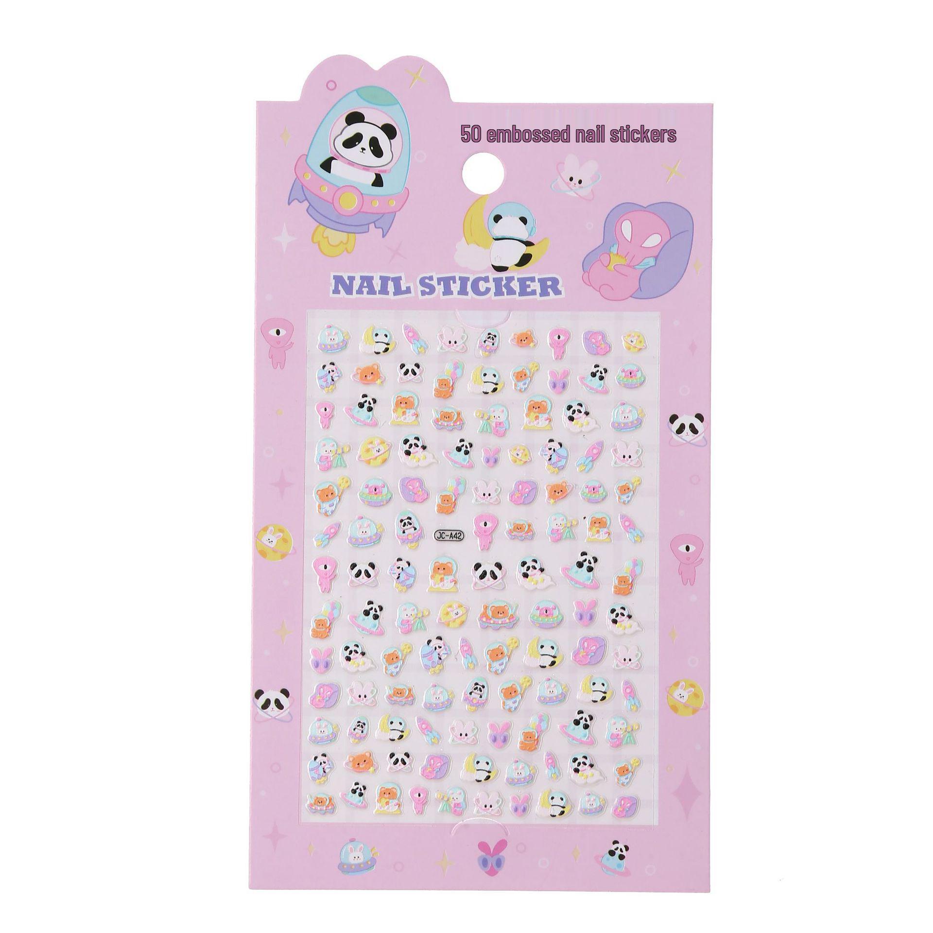 5D Cute Panda Space Adventure Waterproof Nail & Phone Stickers