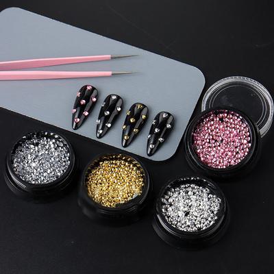 Four Color 1Box Mini Heart-Shaped Nail Jewelry Flatback Nail Charms Nail Art Accessory Gold Silver Manicure Bead