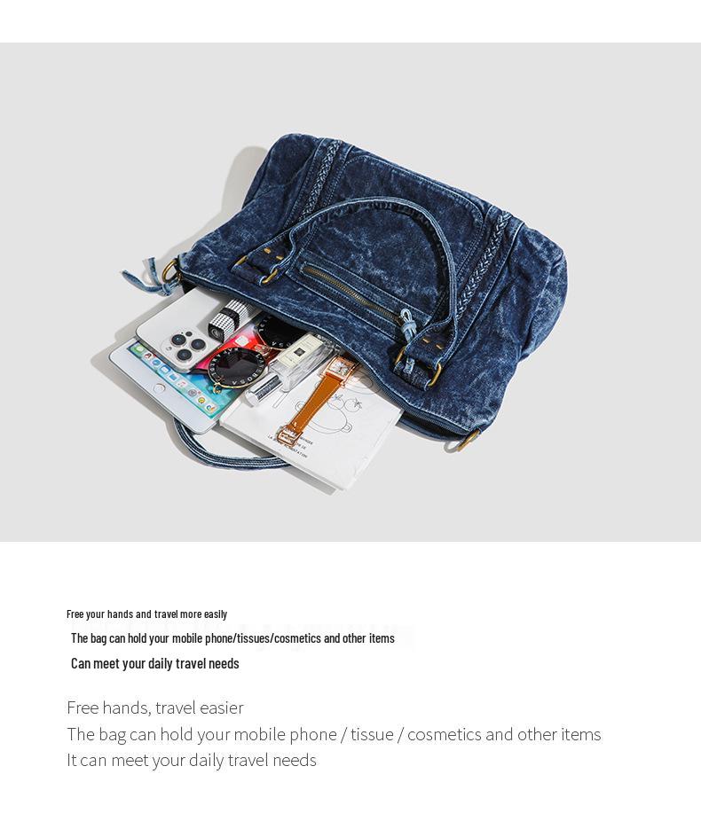 Retro Spicy Girl Washed Wasteland Large Capacity Crossbody Tote