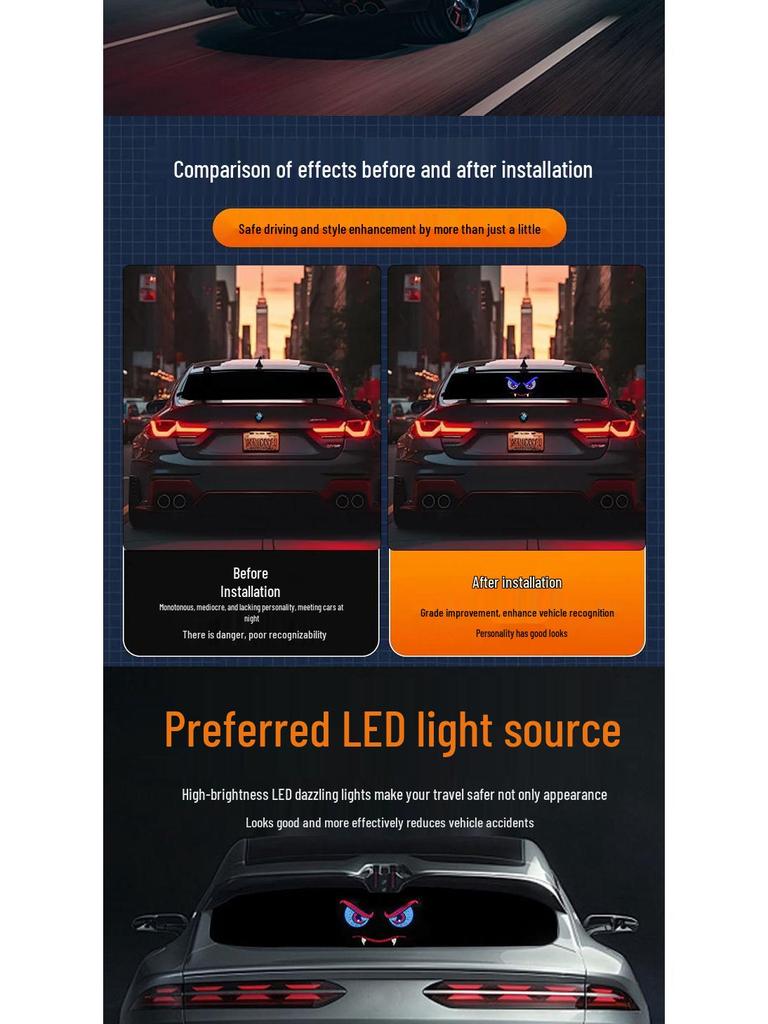 Vampire Demon Eye LED Car Light: Personalized Decorative Warning Lamp