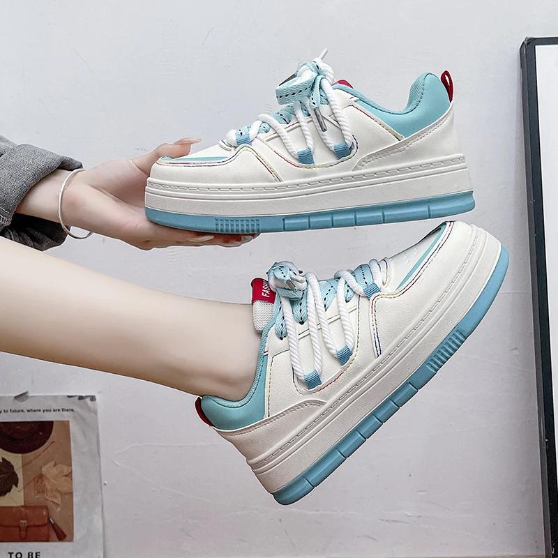 Spring and Autumn New Versatile Fashionable Mesh Non-slip Women's Shoes Comfortable Casual Sports Thick-soled Low-top Shoes