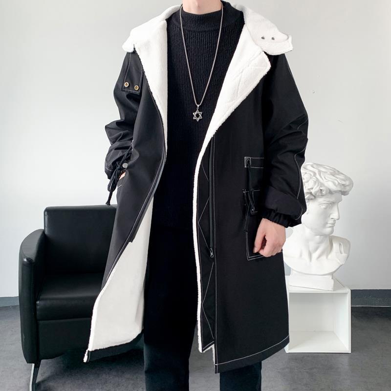Winter Coat Men Hooded Thick Trench Coat Men Fashion Windbreakers Casual Jackets Hip Hop Streetwear Coat S-3XL
