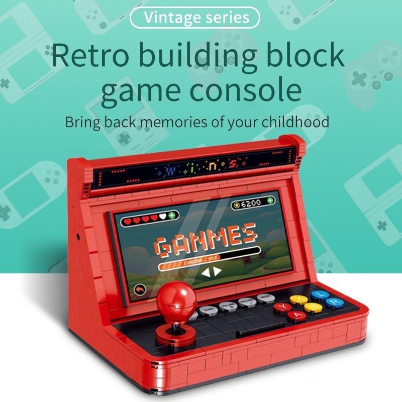 666pcs Simulation Retro Desktop Game Machine Model Micro Building Blocks Mini Bricks Assemble Children Toys for Kids