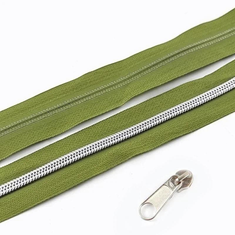 3/5/10M 5# Nylon Zipper Tape with Slider Bags Clothes Repair Zippers Plastic Coil Zip DIY Garment Replace Sewing Accessories