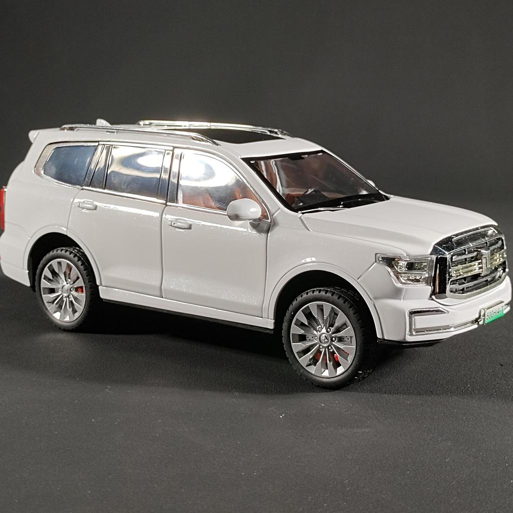 1:24 TANK 500 Hi4-T Alloy Diecast SUV Model Simulation Sound & Light Rotable Direction Children Toy Decorative Trendy Ornaments
