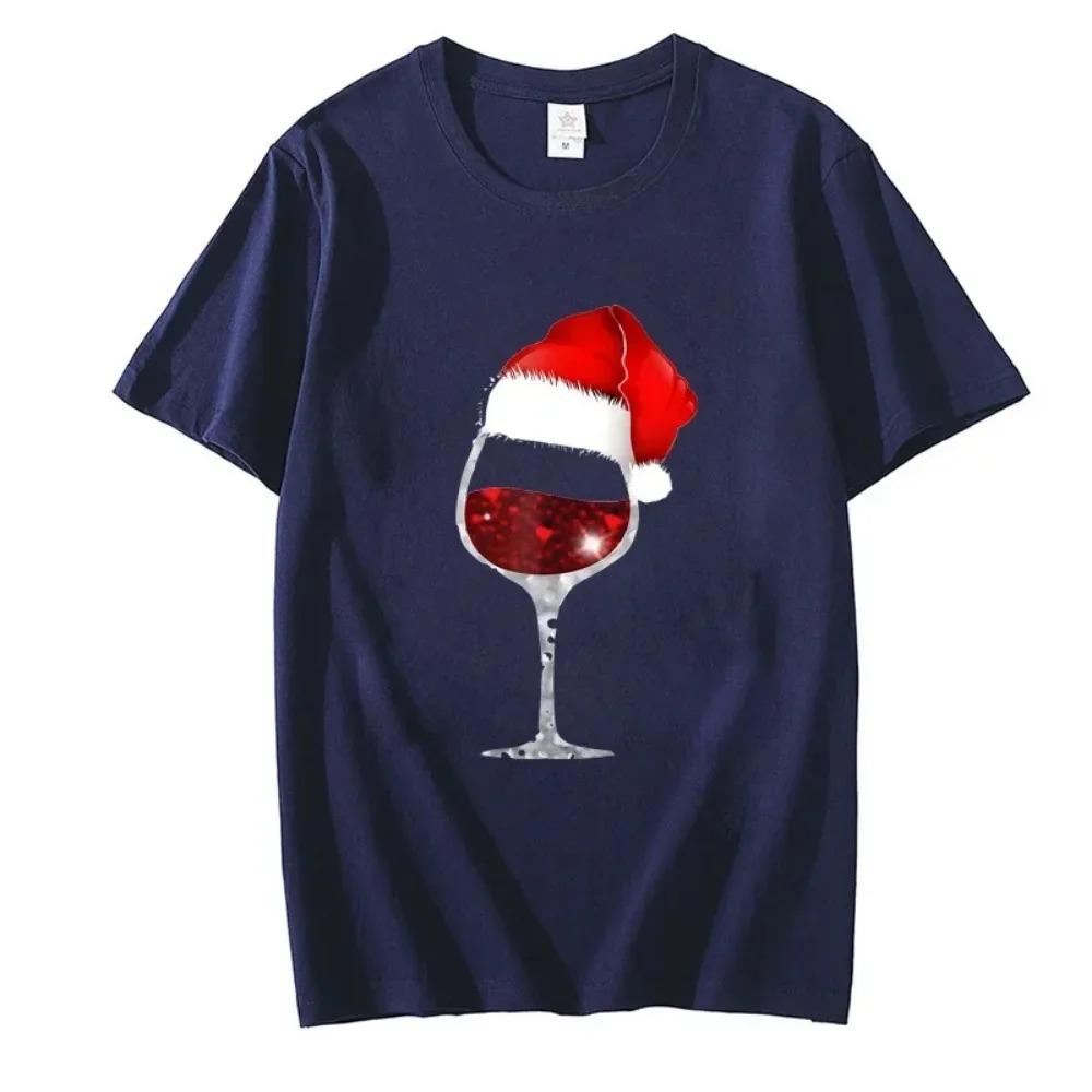 Shirts for Men T-Shirt Christmas Wine Print Tops Women's Men's T-Shirt Short Sleeve Oversize Streetwear Tshirts Men Brand Tshirt