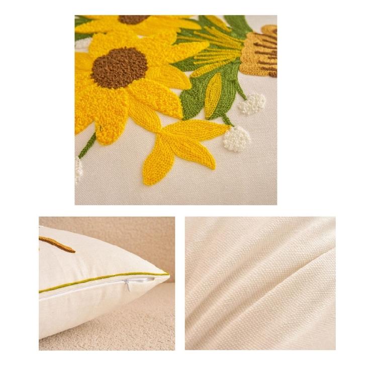Pillowcase Artistic Flower Stitching Cotton Canvas Pillow Cover Breathable Sofa Bed Accent Piece Pillow Sham