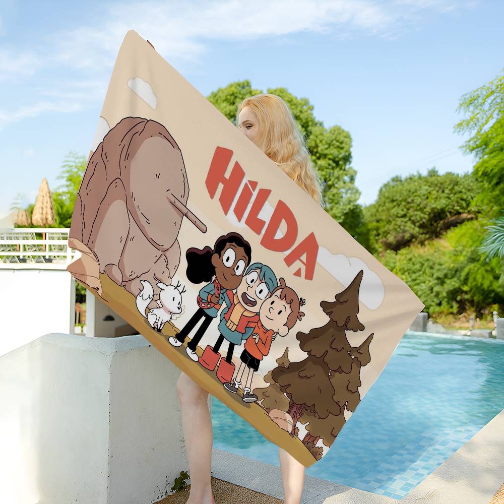 H-Hilda Cartoon Girl Big Microfiber Beach Towels Quick Dry Towel Sand Beach Towels Pool Towel for Travel Swim Pool Yoga