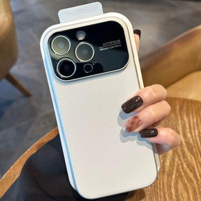 Official Color Plain Leather Case For iPhone 17 Air 16 15 14 Pro Max Plus 13 12 11 Crystal Camera Glass Protective Funda Cover