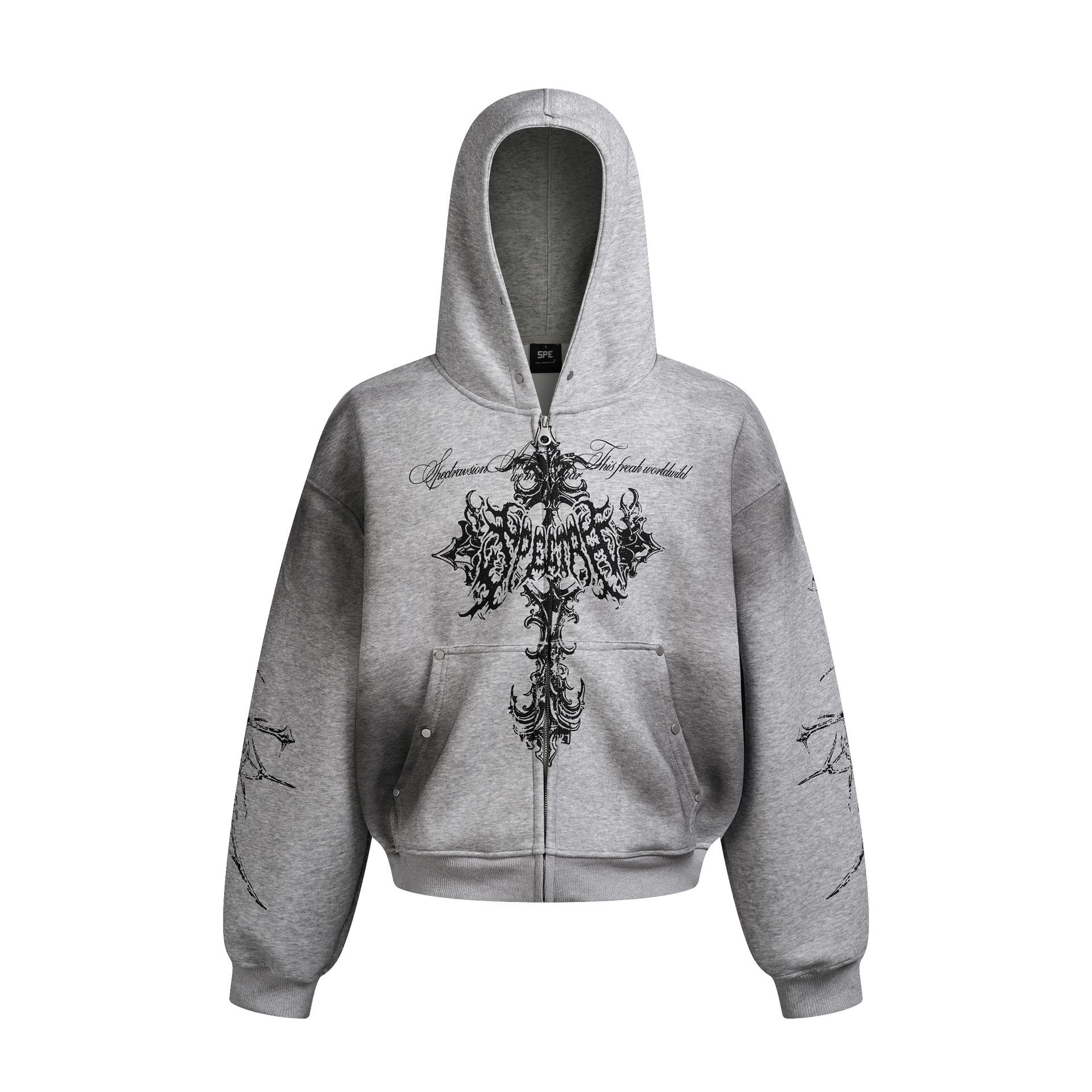 Men s Wasteland Dyed Cross Sweater Autumn and Winter Jacket Heavy American Street Hoodie Men S