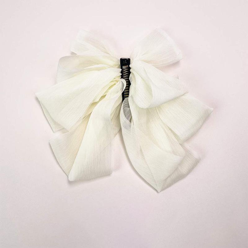 French Elegant Banana Clip with Mesh Bow for Women