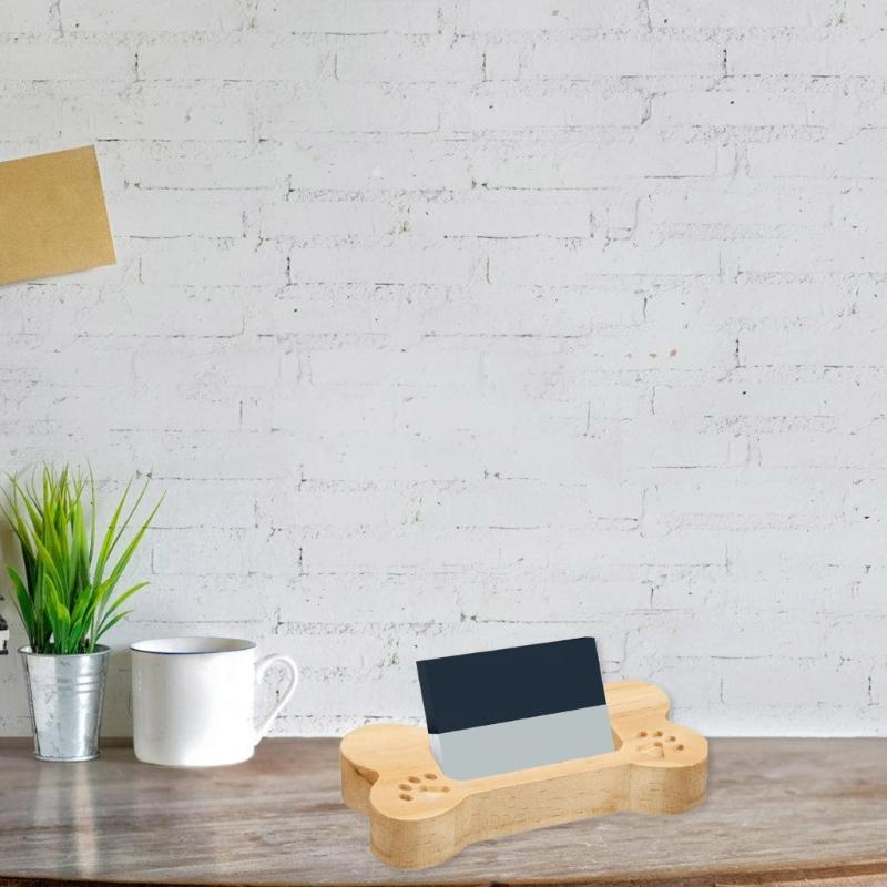 Elegant Wood Business Card Holders Table Display Stand for Desk Pet Paws Designed Office Tabletop Display Set of 2