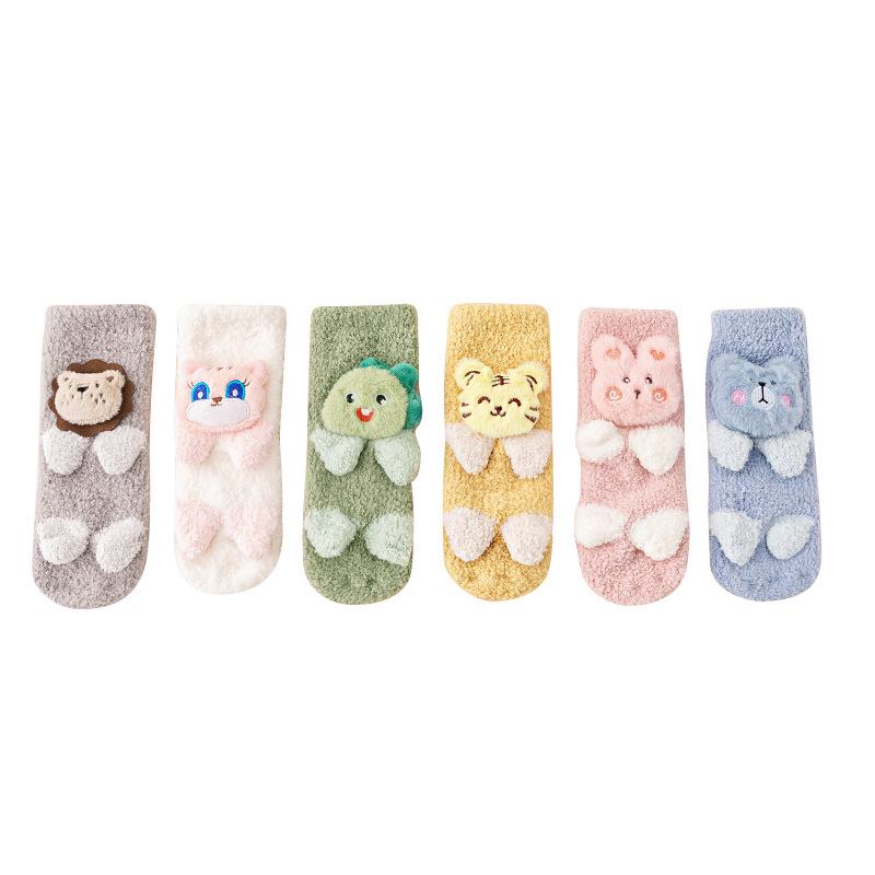 Coral Fleece Thickened Non-Slip Long Tube Baby Floor Socks for Autumn/Winter - Class A Newborn Home Wear.