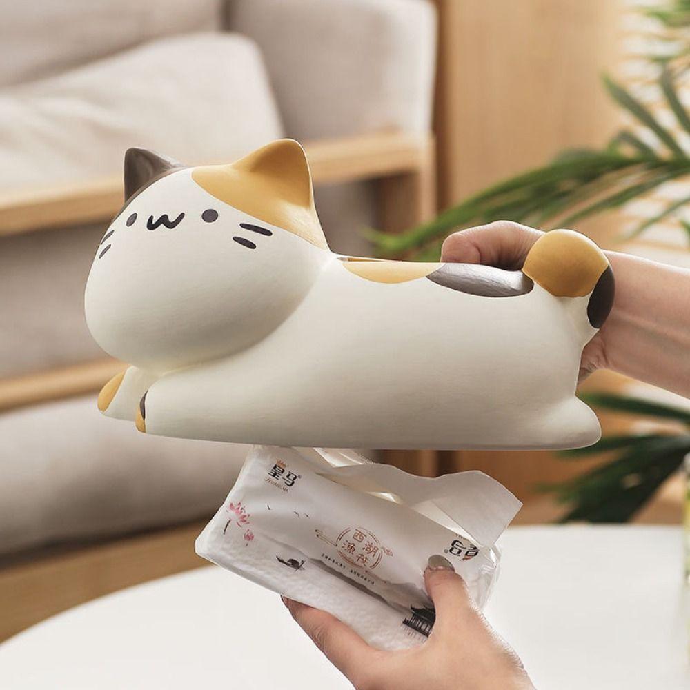 Cute Napkin Organizer Luxury Desktop Decor Home Storage Supplies Cat Tissue Box  Bedside