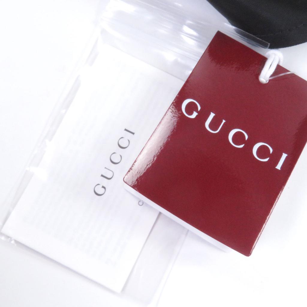 Pristine GUCCI Hat Embossed Logo Sherry Line Bucket Black Nylon Mens XL 813534 Used