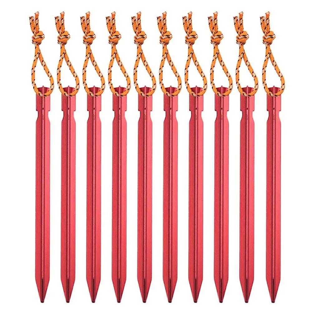 10Pcs/lot 18cm Aluminum Alloy Outdoor Garden Stakes Ground Nail Heavy Duty With Reflective Cord Hammock Camping Windproof Stakes
