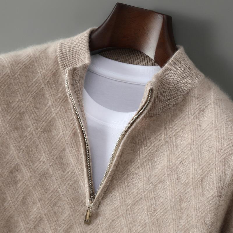 Herren Kaschmirwolle Reißverschluss Pullover - Hochwertige Business Casual Strickware