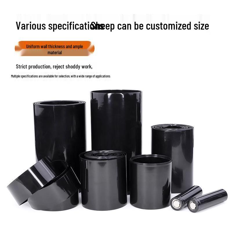 Schwarzer PVC-Schrumpfschlauch für 18650-Batterieisolierung, flammhemmende Hülle.