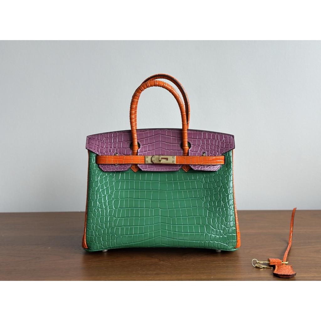 Kazilan color-blocking inseam version of crocodile pattern high-end hand-held platinum bag women's cross-border fashion versatile women's bag