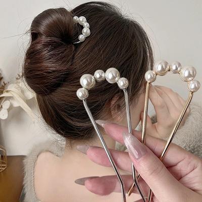 Koreańskie spinki do włosów w kształcie litery U, spinki do włosów dla kobiet, elegancki styl, metalowe widelce, zabytkowe spinki do włosów z pereł, narzędzia do stylizacji włosów, prezenty