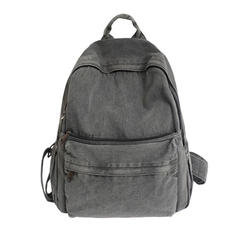 

Retro Solid Color Denim Backpack for Women, Outdoor Travel Student Schoolbag
