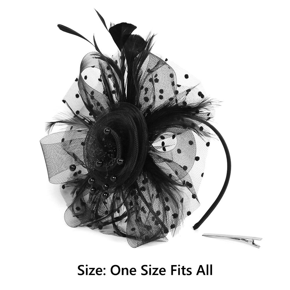 Wedding Fascinator Hat Cocktail Tea Party Headband Feather Headpiece & Gloves Set for Women Girls