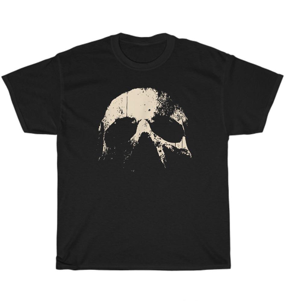 Distressed Grunge Gray Skull Grunge Graphic T-Shirt Unisex Scary Tee Gift NEW S разноцветный